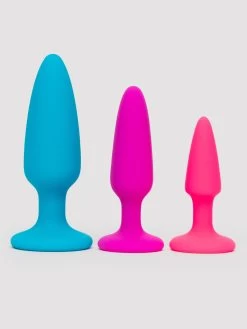 Rainbow Tapered Silicone Butt Plug Set (3-Piece)