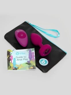 B-Vibe Remote Control Rechargeable Vibrating Silicone Jewelled Butt Plug -Online Sex toys shop 85133 a47557 pink 002