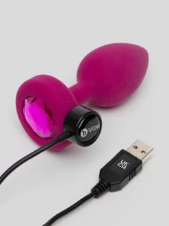 B-Vibe Remote Control Rechargeable Vibrating Silicone Jewelled Butt Plug -Online Sex toys shop 85133 a47557 pink 003