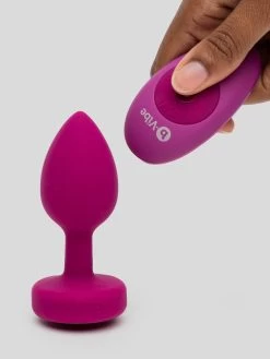 B-Vibe Remote Control Rechargeable Vibrating Silicone Jewelled Butt Plug -Online Sex toys shop 85133 a47557 pink 005