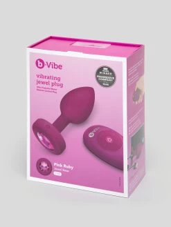 B-Vibe Remote Control Rechargeable Vibrating Silicone Jewelled Butt Plug -Online Sex toys shop 85133 a47557 pink 006