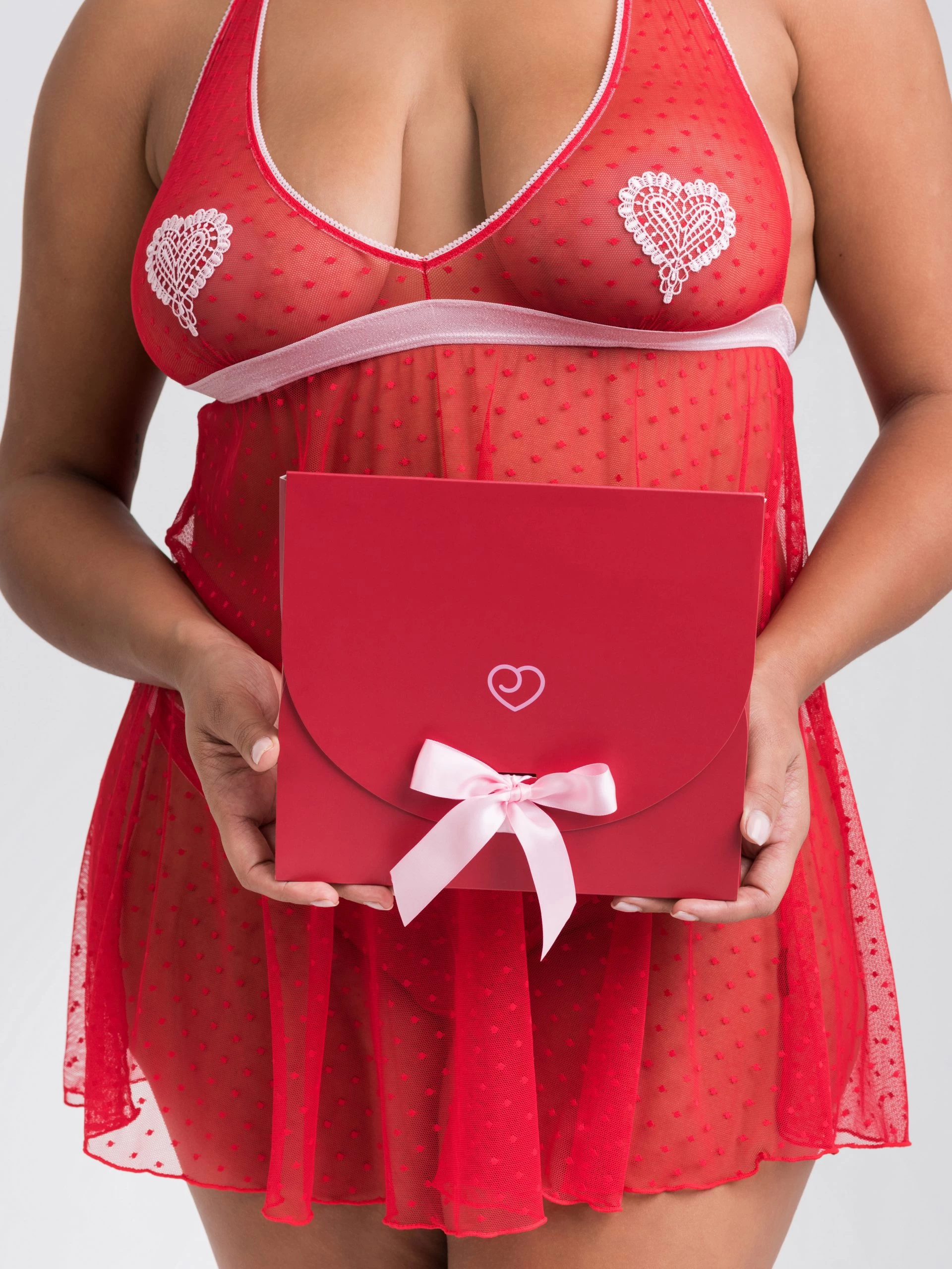 Lovehoney Plus Size Sweet Love Red Babydoll Set And Eye Mask 7 Lovehoney Plus Size Sweet Love Red Babydoll Set And Eye Mask - Image 5