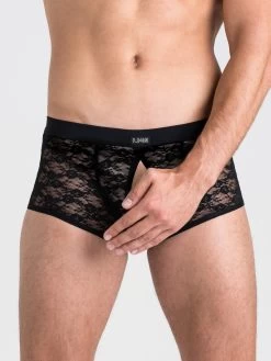 LHM Black Lace Open Front And Back Boxer Shorts