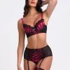 Lovehoney Boudoir Belle Cherry Push-Up Longline Bra Set