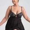 Lovehoney Plus Size Parisienne Charm Black Lace Babydoll Set