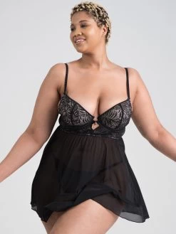 Online Sex toys shop 25 Lovehoney Plus Size Parisienne Charm Black Lace Babydoll Set