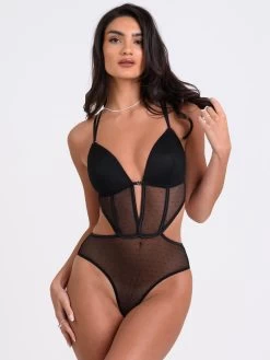 Lovehoney Secret Noir Sheer Spot Mesh Teddy