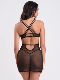 Lovehoney Secret Noir Sheer Spot Mesh Dress 8 Lovehoney Secret Noir Sheer Spot Mesh Dress -Online Sex toys shop 85580 a47880 black regular 002