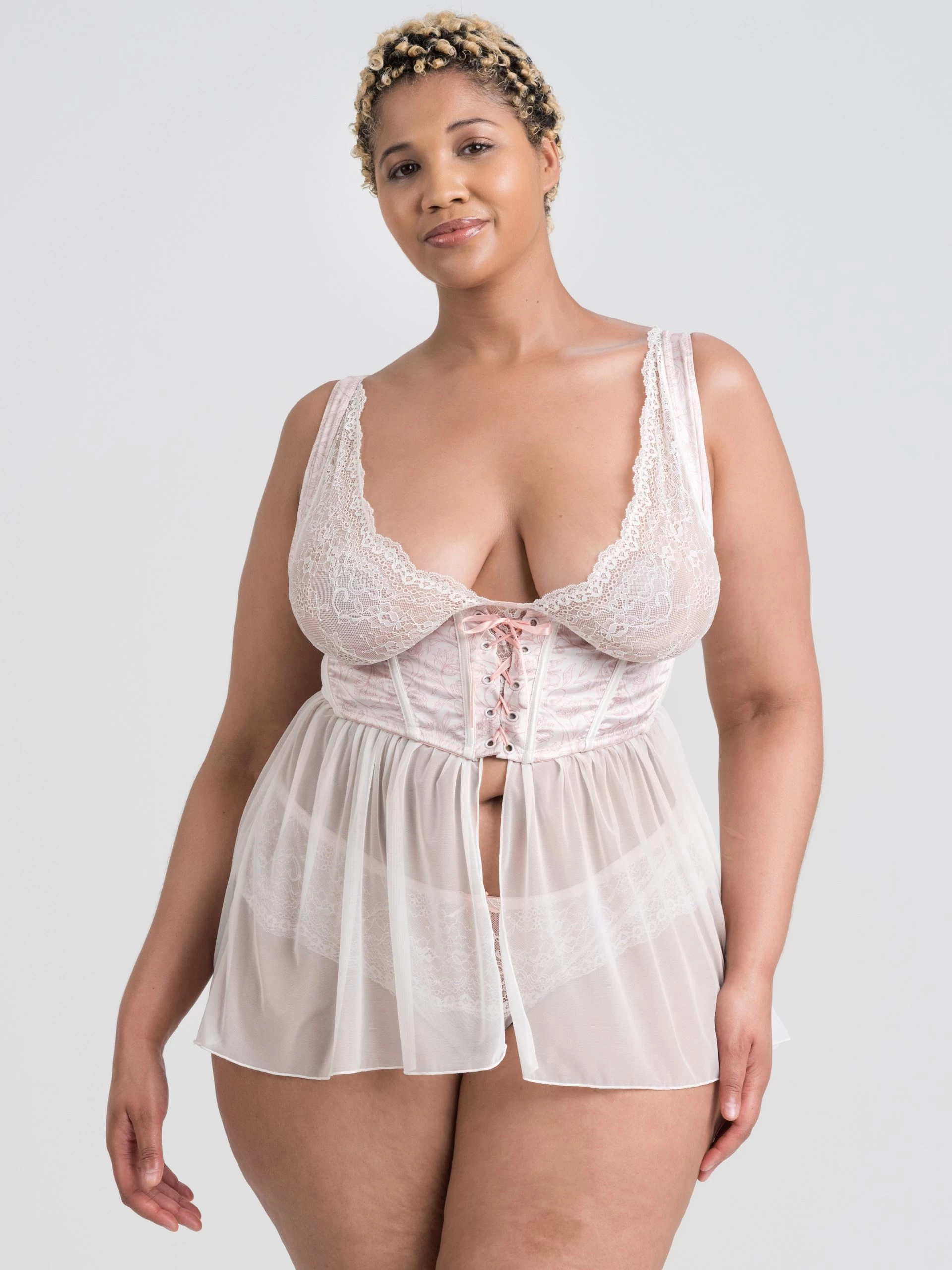 Lovehoney Plus Size Vintage Romance Sheer Ivory Lace Babydoll And Corset Set 3 Lovehoney Plus Size Vintage Romance Sheer Ivory Lace Babydoll And Corset Set
