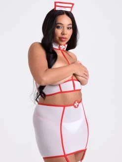 Lovehoney Fantasy Plus Size Racy Open-Cup Nurse Costume -Online Sex toys shop 85608 a47895 white x size 003
