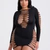 Lovehoney Plus Size Black Criss-Cross Long Sleeve Dress -Online Sex toys shop 85635 a47922 black x size 000