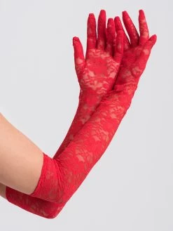 Lovehoney Fantasy Red Elbow-Length Lace Gloves -Online Sex toys shop 85638 a39634 red regular 002