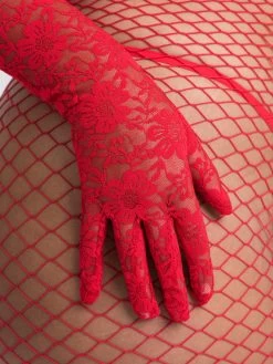 Lovehoney Fantasy Plus Size Red Elbow-Length Lace Gloves -Online Sex toys shop 85639 a39634 red x size 002
