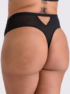 Lovehoney Plus Size Black Sheer Mesh High-Waisted Thong