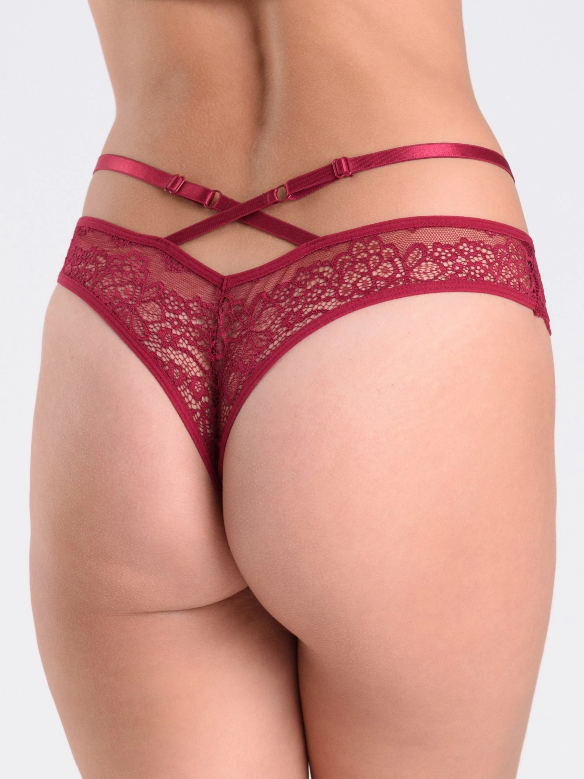 Lovehoney Late Night Liaison Wine Crotchless Thong 4 Lovehoney Late Night Liaison Wine Crotchless Thong - Image 2