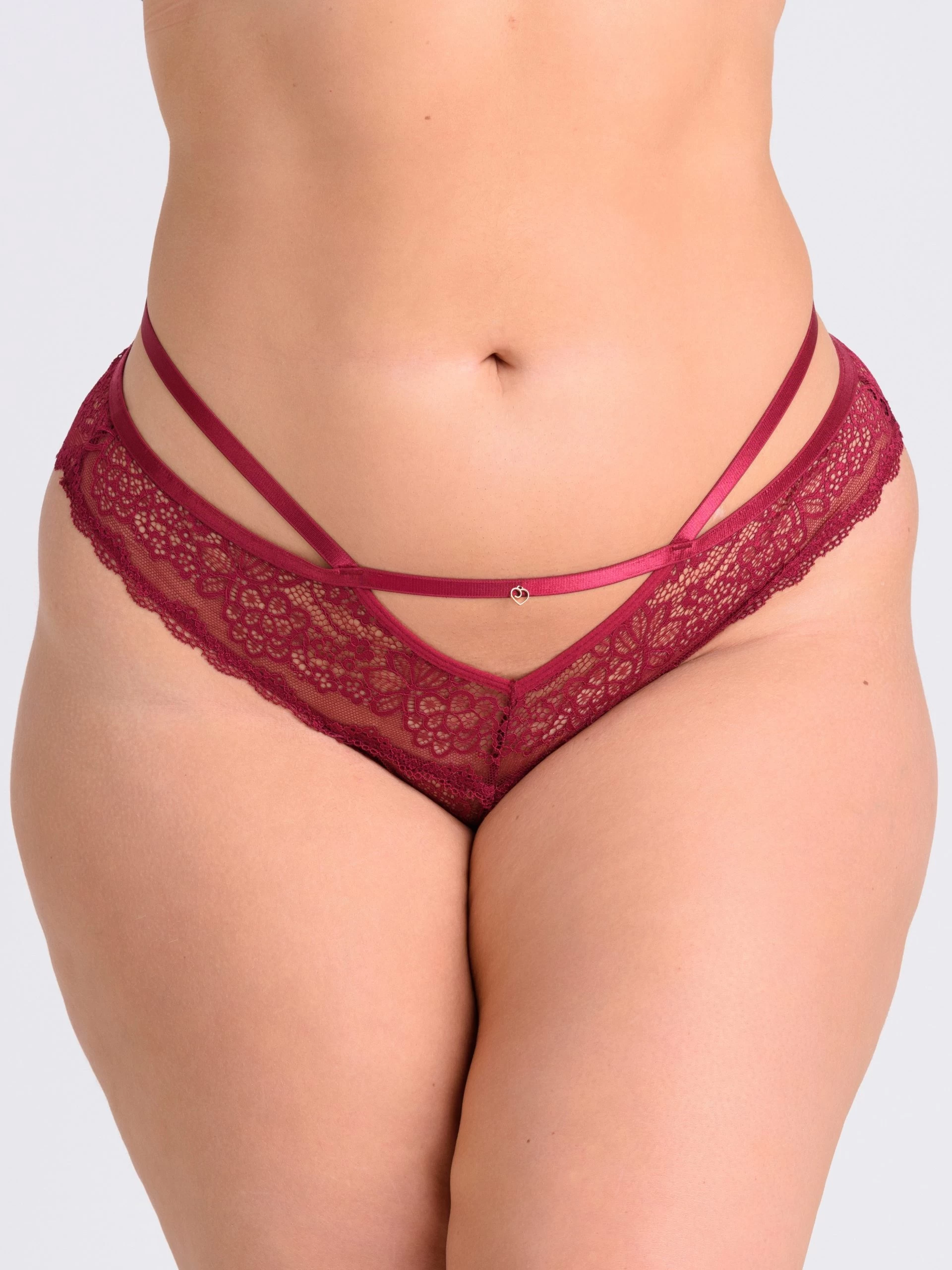 Lovehoney Plus Size Late Night Liaison Wine Crotchless Brazilian Panties 4 Lovehoney Plus Size Late Night Liaison Wine Crotchless Brazilian Panties - Image 2