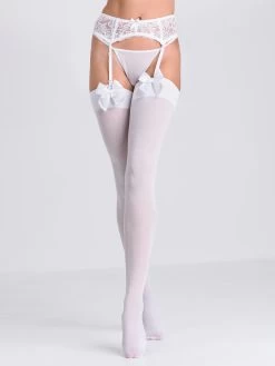Lovehoney Fantasy White Bow Top Stockings -Online Sex toys shop 85858 a46834 white regular 002