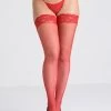 Lovehoney Red Fishnet Lace Top Hold-Ups