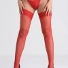Lovehoney Plus Size Red Fishnet Lace Top Hold-Ups -Online Sex toys shop 85863 a48129 red x size 000