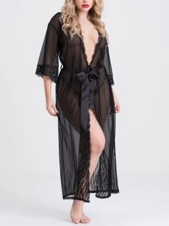 Lovehoney Empress Black Mesh Long Robe