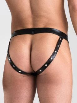 LHM Tough Love Black Wet Look Studded Jockstrap