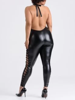 Lovehoney Plus Size Fierce Leather Look Lace-Up Black Catsuit 9 Lovehoney Plus Size Fierce Leather Look Lace-Up Black Catsuit -Online Sex toys shop 85949 a48198 black x size 003