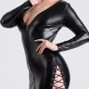 Lovehoney Fierce Leather Look Lace-Up Black Long Sleeve Dress -Online Sex toys shop 85953 a48200 black regular 000