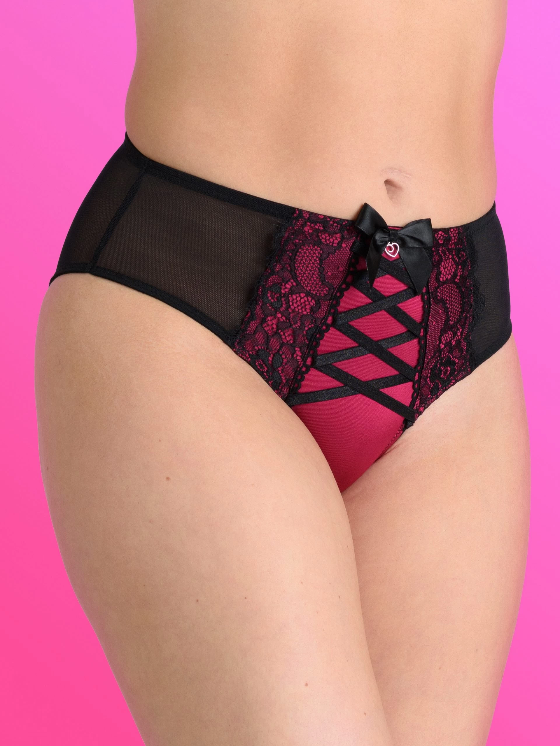 Lovehoney Boudoir Belle Cherry High-Waisted Brazilian Garter Panties 4 Lovehoney Boudoir Belle Cherry High-Waisted Brazilian Garter Panties - Image 2