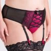 Lovehoney Plus Size Boudoir Belle Cherry High-Waisted Brazilian Garter Panties -Online Sex toys shop 86006 a48233 black x size 000