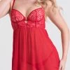 Lovehoney Parisienne Charm Red Lace Babydoll Set