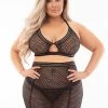 Escante Plus Size Black Honeycomb Bra And Skirt Set -Online Sex toys shop 86090 a48290 black x size 000