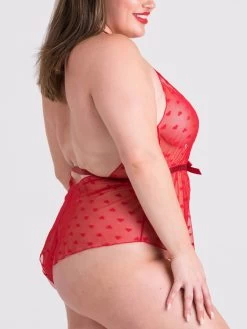 Lovehoney Plus Size Barely There Red Sheer Hearts Crotchless Teddy -Online Sex toys shop 86226 a37329 red x size 002