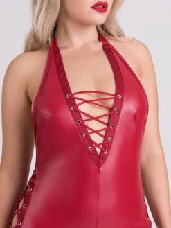 Lovehoney Fierce Leather Look Lace-Up Catsuit -Online Sex toys shop 86238 a48198 red regular 003