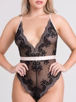 Lovehoney Lustrous Lace Sheer Black Teddy