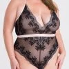 Lovehoney Plus Size Lustrous Lace Sheer Black Teddy
