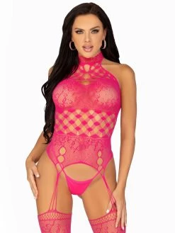 Leg Avenue Raspberry High Neck Bodystocking -Online Sex toys shop 86321 a48480 pink regular 002