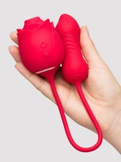 Lovehoney Power Petal 2-in-1 Clitoral Suction Stimulator With Thrusting Egg Vibrator -Online Sex toys shop 86336 a48492 red 004