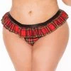 Escante Plus Size Skirted Red Crotchless Tartan Thong