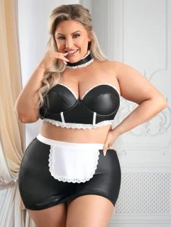 Fantasy Lingerie Plus Size Five Star Service Wet Look Maid Costume