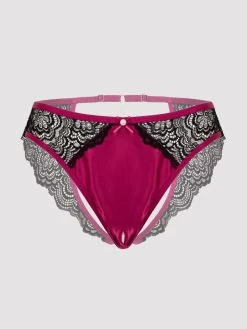 Lovehoney Plus Size Satin Romance Black Open-Back Pearl Crotchless Knickers 8 Lovehoney Plus Size Satin Romance Black Open-Back Pearl Crotchless Knickers -Online Sex toys shop 86551 a48666 black x size 005