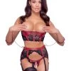 Cottelli Red Wet Look And Lace Underwired Crotchless Bra Set With Restraints -Online Sex toys shop 86582 a48686 red regular 000