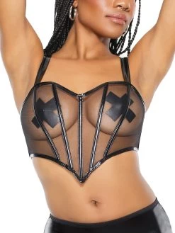 Coquette Sheer And Vinyl Cropped Bra