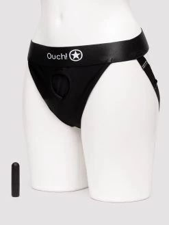 Ouch! Vibrating Open-Back Strap-On Panties -Online Sex toys shop 86846 a48893 black regular 002